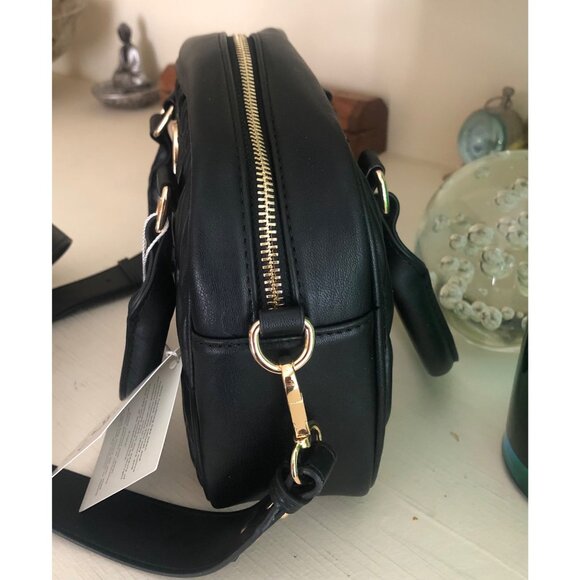 NWT Valentino Orlandi Black Quilted Satchel/Crossbody Tote Bag - Picture 4 of 12